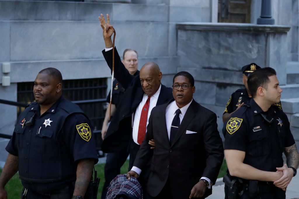 Bill Cosby Bill Cosby departs after his sexual assault trial, Thursday, April 26, 2018, at the Montgomery County Courthouse in Norristown, Pa. Cosby was convicted Thursday of drugging and molesting a woman in the first big celebrity trial of the #MeToo era. (Matt Slocum/AP Photo)