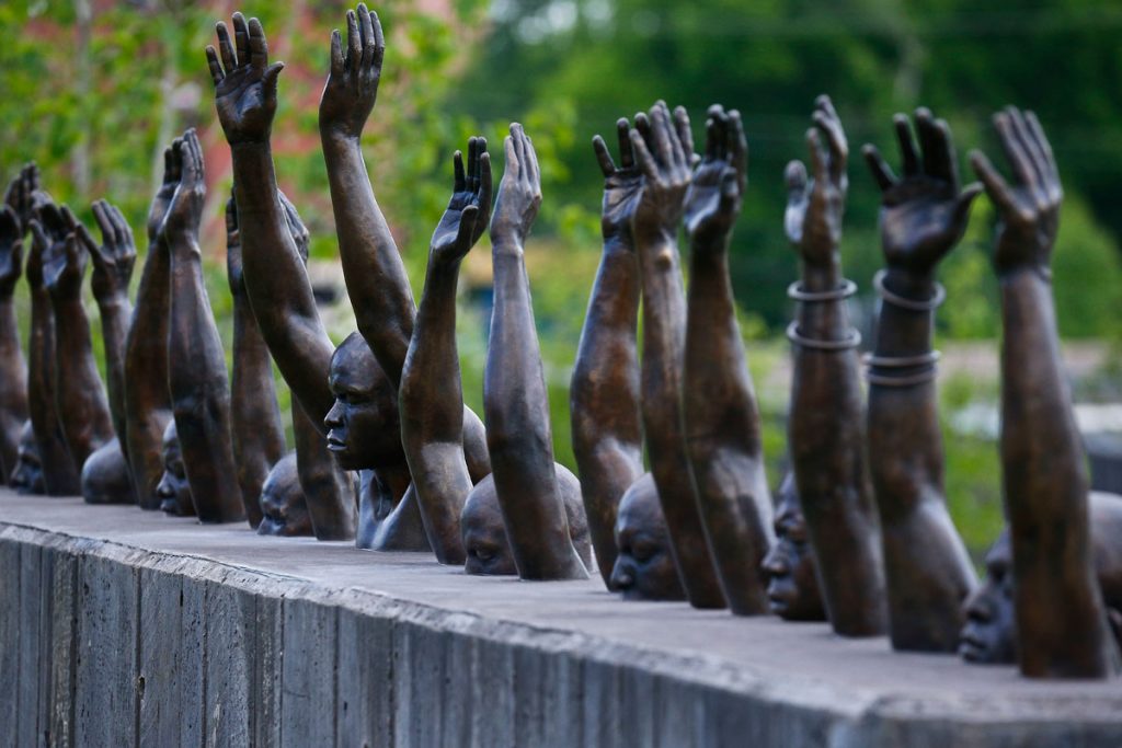 APlynchingmemorial7x1200 This photo shows a bronze statue called