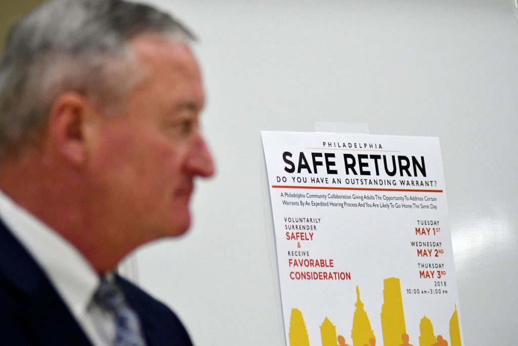 _BAS6148_SFW_3x2 Mayor Jim Kenney joins judicial leadership at the introduction for Philadelphia Safe Return, at Enon Tabernacle Baptist Church, on Wednesday April 25, 2018. (Bastiaan Slabbers for WHYY)