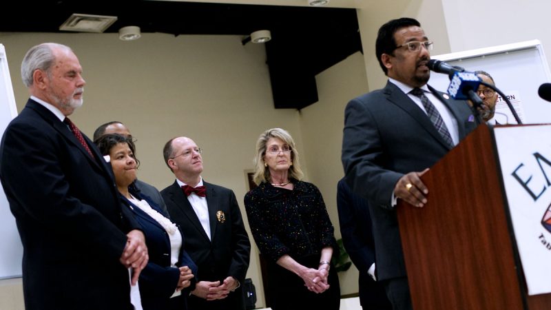 Representative of the District Attorney's office speaks at the introduction for Philadelphia Safe Return, at Enon Tabernacle Baptist Church, on Wednesday April 25, 2018.