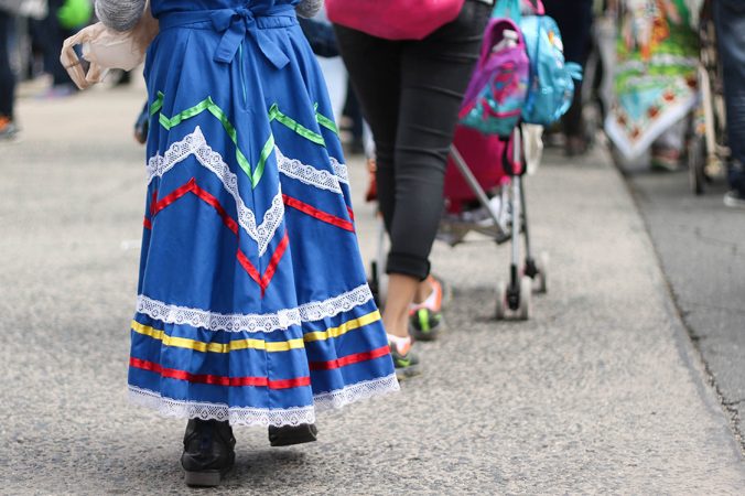 Men, women and children march in the festival, which originates in the Mexican state of Puebla. (Angela Gervasi for WHYY)