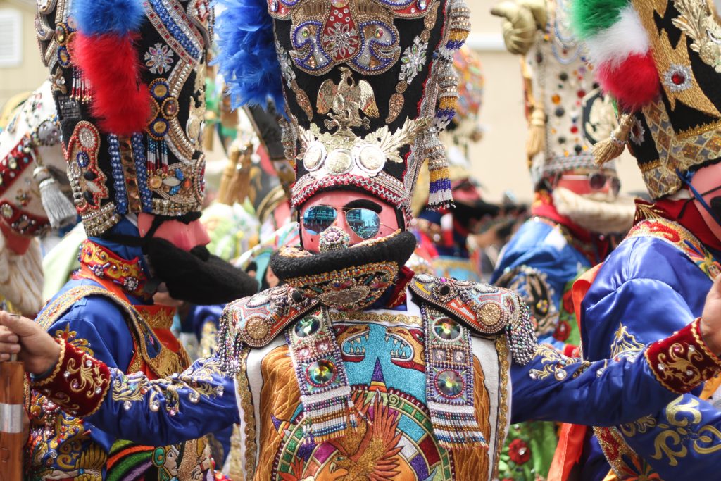The elaborate costumes of the annual Carnaval de Puebla draw comparisons to the Mummers.