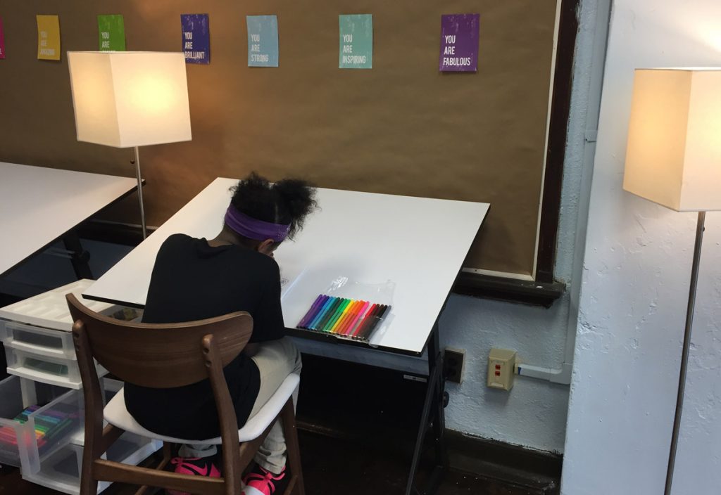 HYYDBcalmingroomx1200 Students at Tilden Middle School using the new “calming room.” (Dana Bate for WHYY)