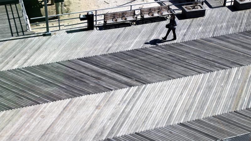The famous Atlantic City Boardwalk is just outside your window at Stockton's new dormitory. (Bill Barlow/for WHYY)