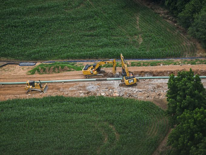 ME2-construction-Lebanon-County An aerial view of Sunoco Pipeline's Mariner East 2 construction in rural Pennsylvania. Plans for a new construction technique in some locations have prompted a new round of community resistance. (Jeremy Long/Lebanon Daily News)