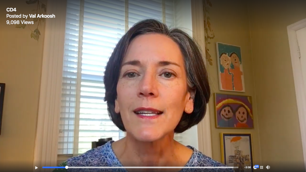 Montgomery County Commission Chair Valerie Arkoosh posted a video to Facebook urging him to get out of the Democratic congressional primary race.  (Screen capture from FB)