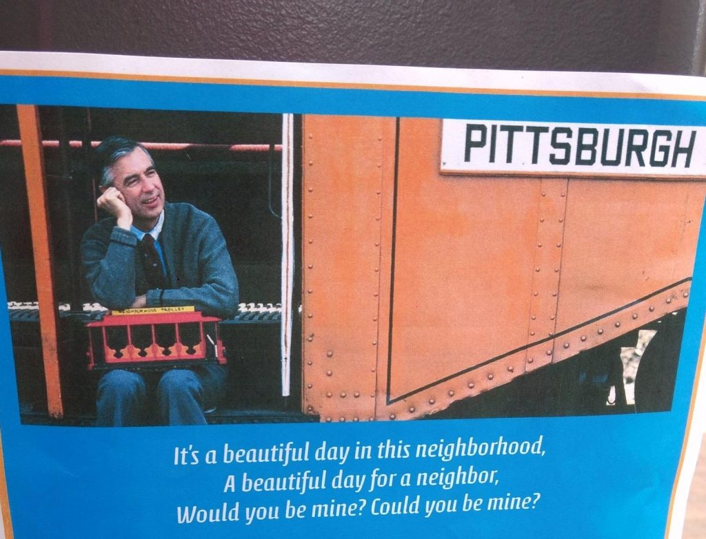 A snapshot of one of the posters, located at the intersection of Forbes and Wood, went viral on Twitter and Reddit. (Angela Carducci)