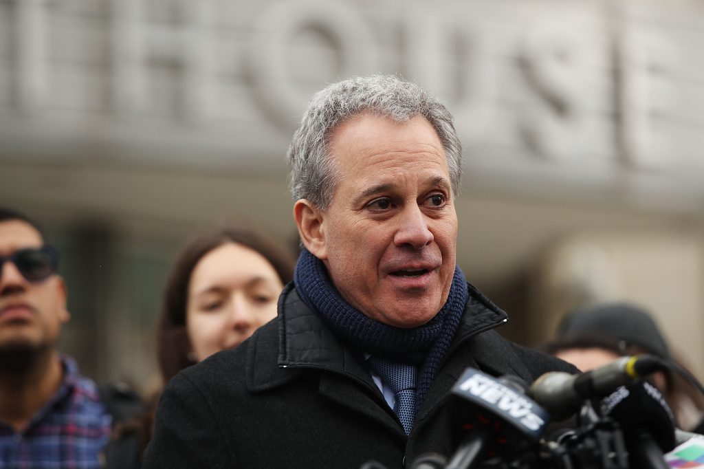 New York Attorney General Eric Schneiderman speaks at a news conference after a DACA hearing at a Brooklyn court on Jan. 30. New York state is leading a group of 17 states in a lawsuit to try to remove a new citizenship question from the 2020 Census questionnaire. New York Attorney General Eric Schneiderman speaks at a news conference after a DACA hearing at a Brooklyn court on Jan. 30. New York state is leading a group of 17 states in a lawsuit to try to remove a new citizenship question from the 2020 Census questionnaire.