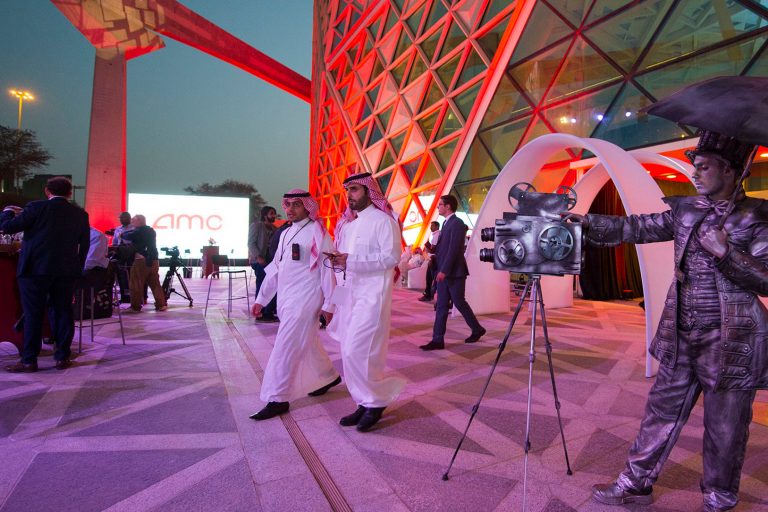 The AMC cinema in Riyadh hosted the first film screening in more than three decades on April 18. Movie theaters open to the wider public next month after Saudi Arabia lifted a 35-year ban on cinemas as part of a far-reaching liberalization drive. (Bandar Al-Jaloud/AFP/Getty Images)