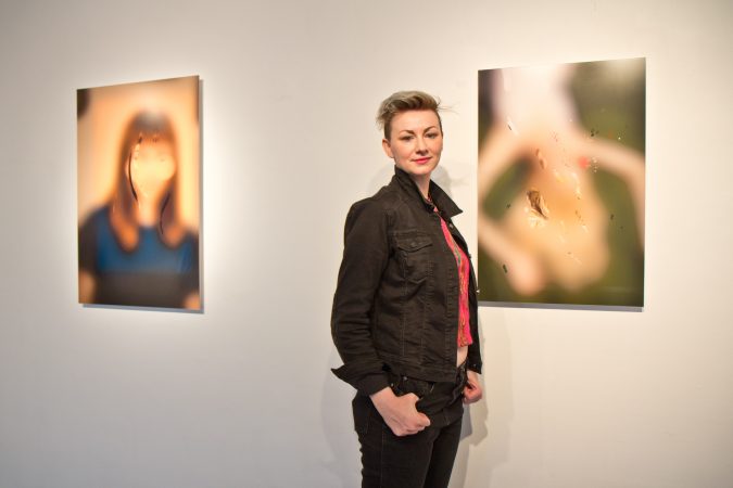 Danielle Ezzo is a featured artist and curator of Phantom Limb at the Esther Klein Gallery. (Kimberly Paynter/WHYY)