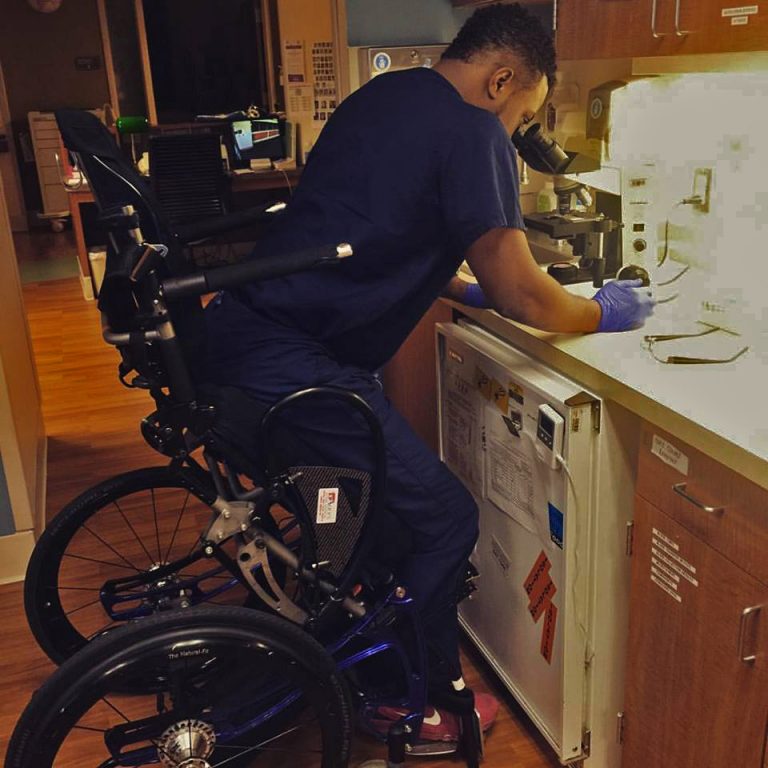 Feranmi Okanlami is a doctor at Michigan Medicine and became partially paralyzed after an accident in 2013, during his medical residency. (Courtesy Feranmi Okanlami)
