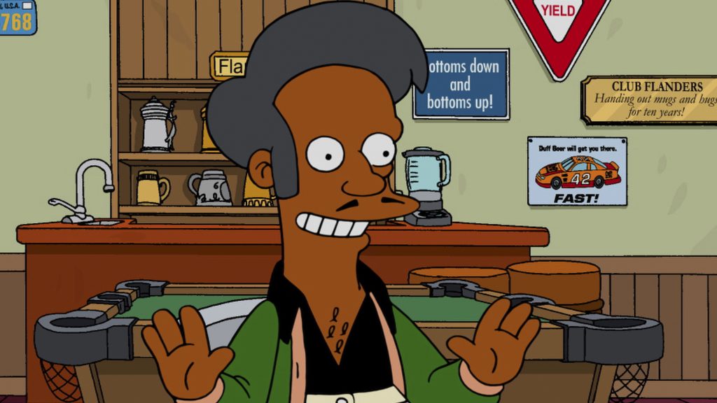 Apu is a supporting character on The Simpsons drawn in broad caricature, and Sunday’s episode addressed — sort of — criticisms about the portrayal. Apu is a supporting character on The Simpsons drawn in broad caricature, and Sunday's episode addressed -- sort of -- criticisms about the portrayal