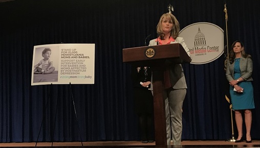 Kim Manfredi, who struggled with postpartum depression, said earlier intervention might have kept her son from needing as much special education as he does. (Katie Meyer/WITF)