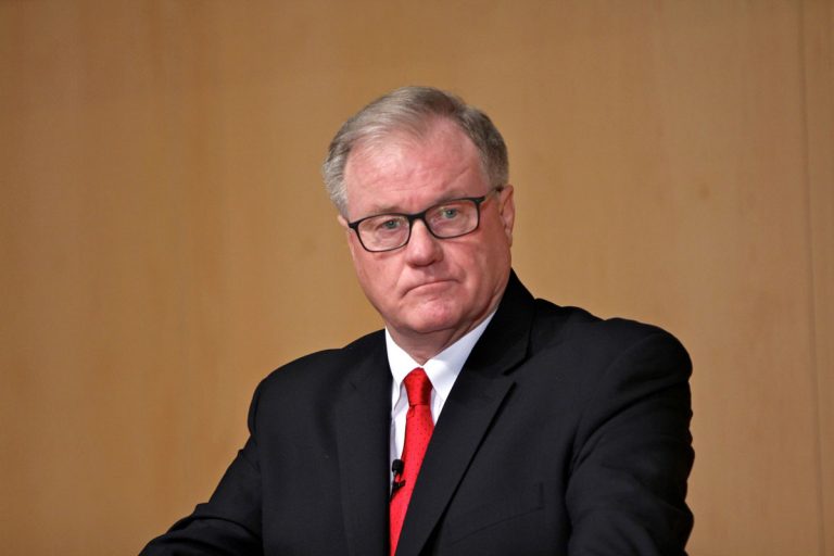 Republican nominee for governor of Pennsylvania, Scott Wagner, participates in a primary debate at the National Constitution Center. (Emma Lee/WHYY)