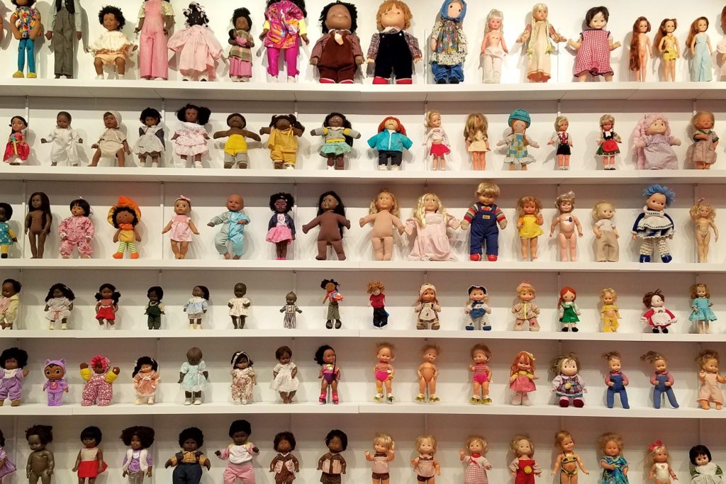 “Moundverse Infants,” an installation at Temple’s Tyler School of Art, combines the collections of artist Trenton Doyle Hancock and Philadelphia Doll Museum founder Barbara Whiteman.
