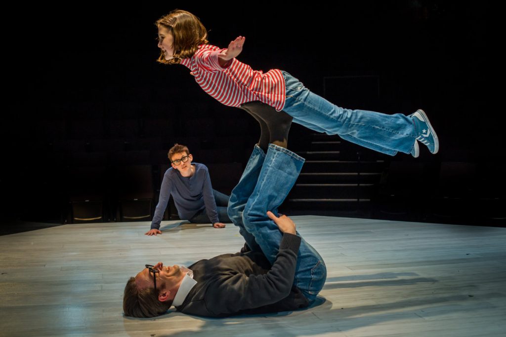 675 Ben Dibble balances Kate Bove, as Mary Tuomanen looks on, in Arden Theatre Company's production of