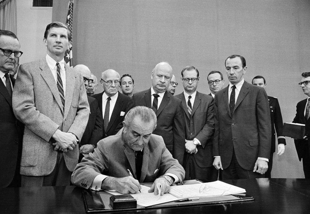 APLBJguncontrolactx1200 President Lyndon B. Johnson signs a gun control bill at the White House, Oct. 22, 1968. (AP Photo)