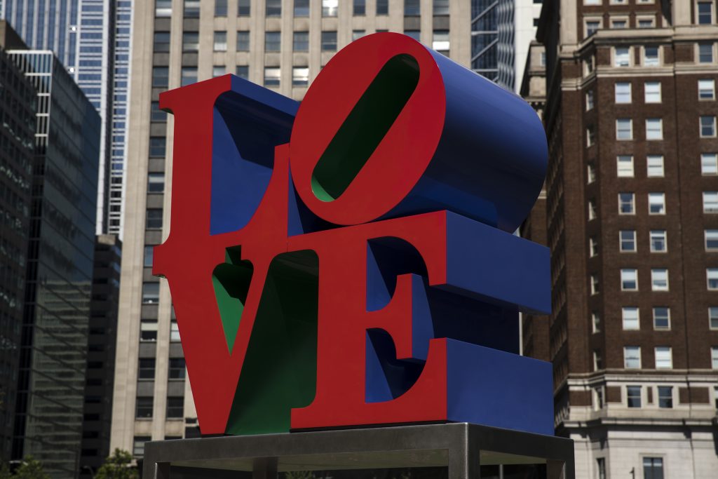Shown is the Robert Indiana sculpture 