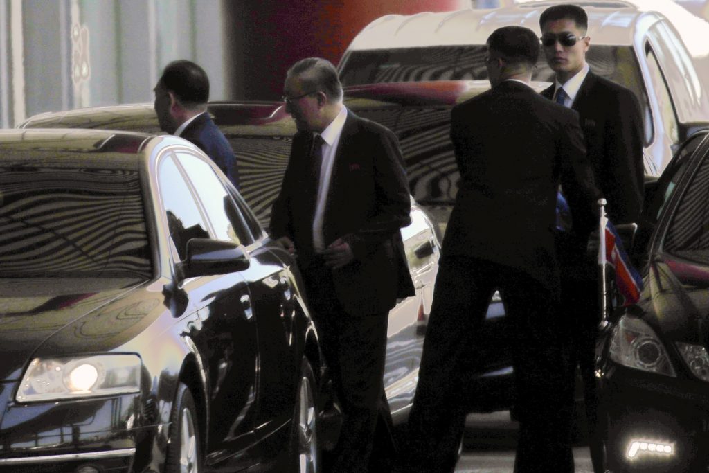 Kim Yong Chol Kim Yong Chol, left, a former military intelligence chief who is now North Korean leader Kim Jong Un's top official on inter-Korean relations, accompanied by North Korean Ambassador to China Ji Jae Ryong, second from left, arrives at Beijing Capital International Airport in Beijing, Wednesday, May 30, 2018. Kim Yong Chol was headed to New York for talks with U.S. Secretary of State Mike Pompeo. (AP Photo/Andy Wong)