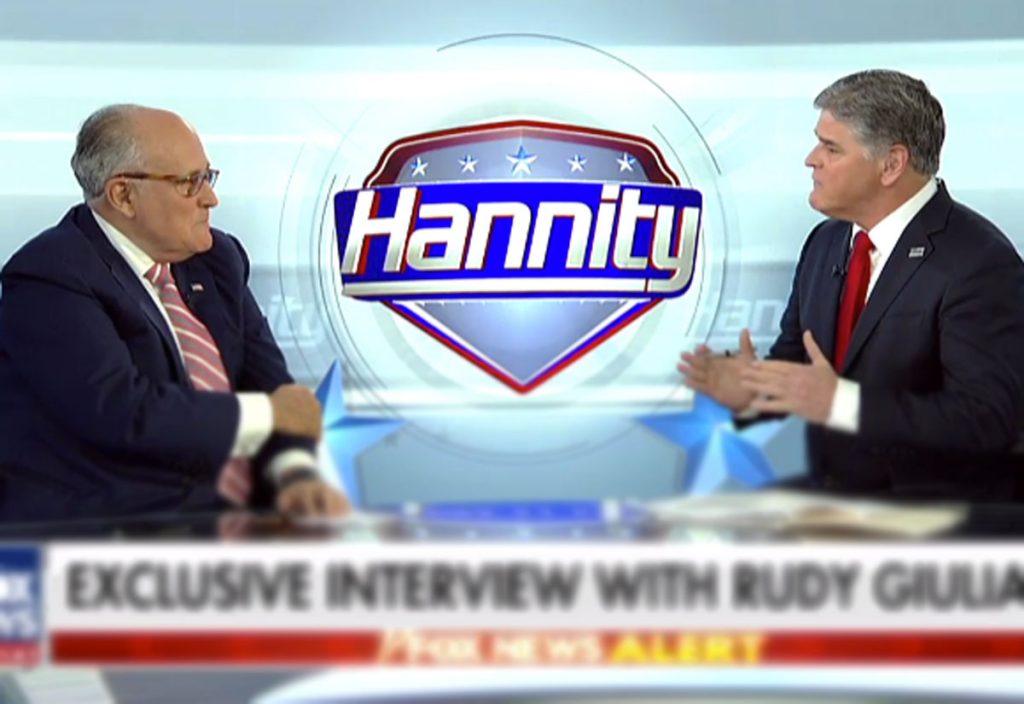 GiulianiHannity2x1200 Rudy Giuliani (left) and Sean Hannity on Fox's Hannity (foxnews.com)
