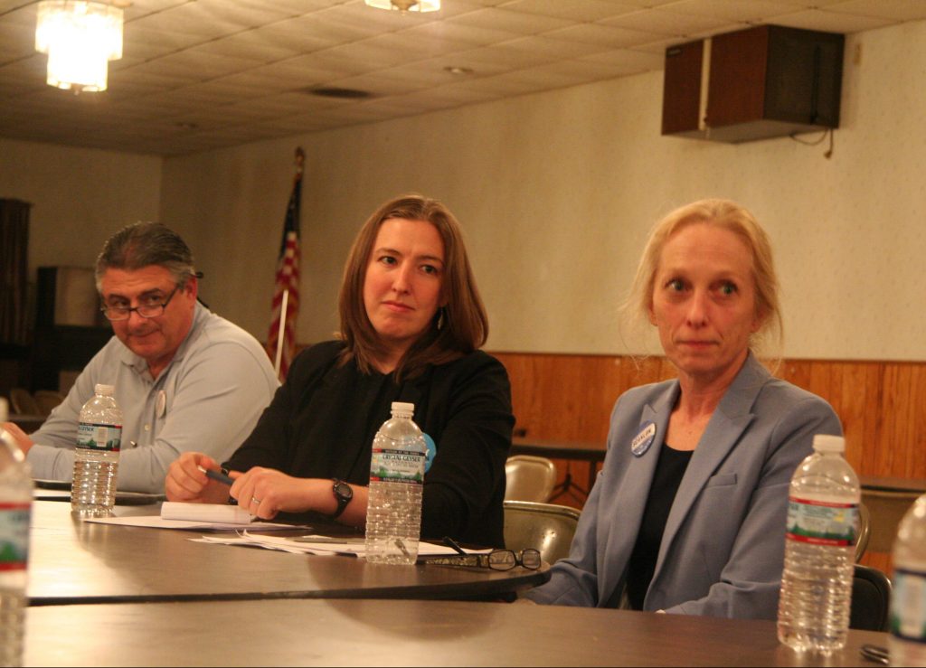 IMG_0603 Dave Delloso, Molly Sheehan, and Mary Gay Scanlon attend a forum on the opioid crisis.