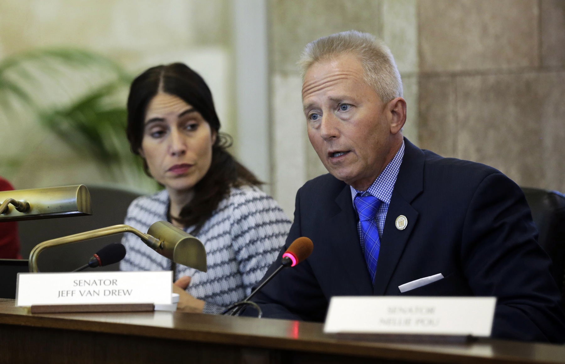 New Jersey state Sen. Jeff Van Drew, D-Cape May Court House, is seeking the Democratic nomination to represent the state's 2nd Congressional District. He is shown speaking at a meeting of the Senate Budget and Appropriations Committee