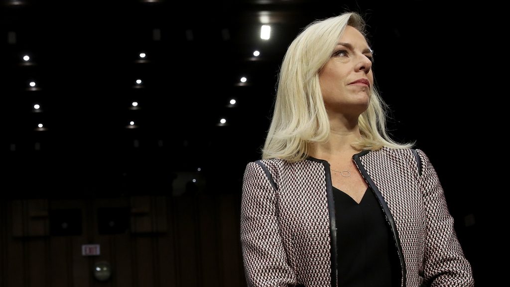 Homeland Security Secretary Kirstjen Nielsen at a Senate Judiciary Committee hearing in January. Homeland Security Secretary Kirstjen Nielsen at a Senate Judiciary Committee hearing in January. (Win McNamee/Getty Images)