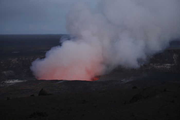 Hawaii Volcano Steam and gas rise from Kilauea's summit crater in Volcanoes National Park, Hawaii. Wednesday, May 9, 2018. Geologists warned Wednesday that Hawaii's Kilauea volcano could erupt explosively and send boulders, rocks and ash into the air around its summit in the coming weeks. (AP Photo/Jae C. Hong)