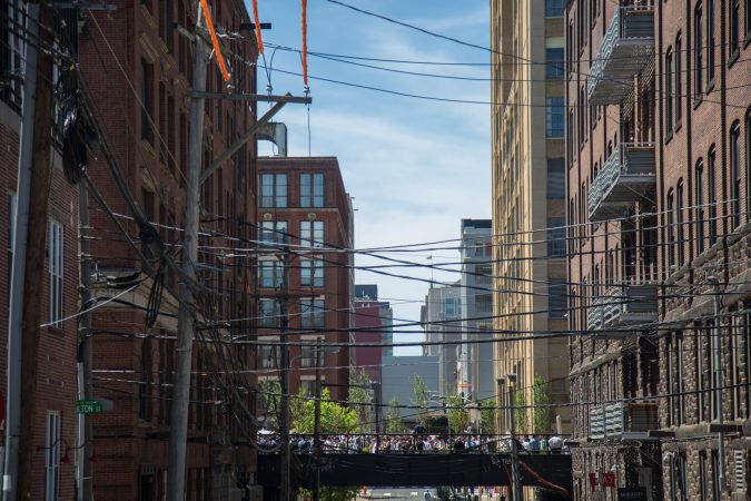 Philadelphians of all ages gather to inaugurate the first quarter mile of the Philadelphia Rail Park June 14th 2018. (Emily Cohen for WHYY)