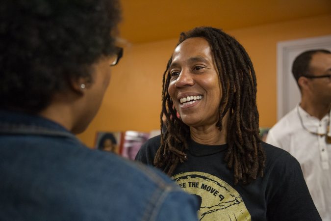 MOVE member Debbie Africa makes her first public appearance since being released from prison after 39 years and 10 months of incarceration. (Emily Cohen for WHYY)