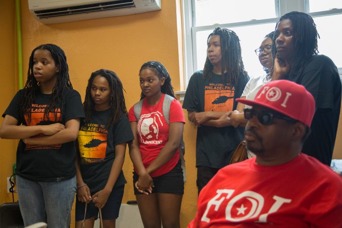 Supporters come out as MOVE member Debbie Africa makes her first public appearance since being released from prison after 39 years and 10 months of incarceration. (Emily Cohen for WHYY)