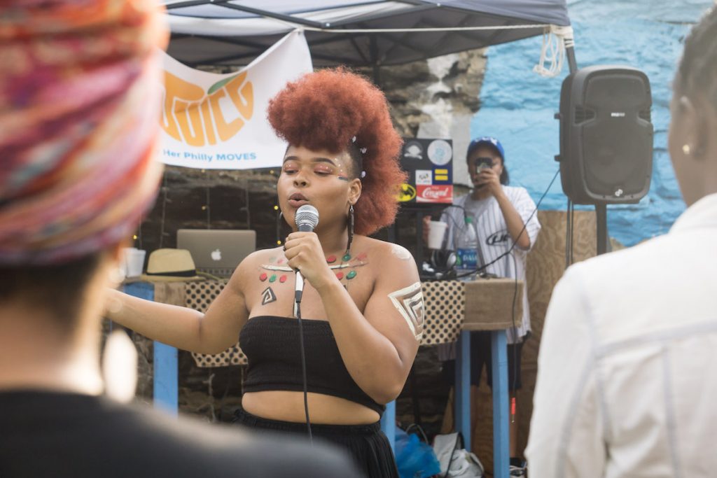 Juice festival A performer at last year's Juice: A Summerfest for Queer/Trans Women of Color. The event, hosted at Life Do Grow Farm in North Philadelphia, aims to create a more inclusive Pride. (Photo: Shanel Edwards)