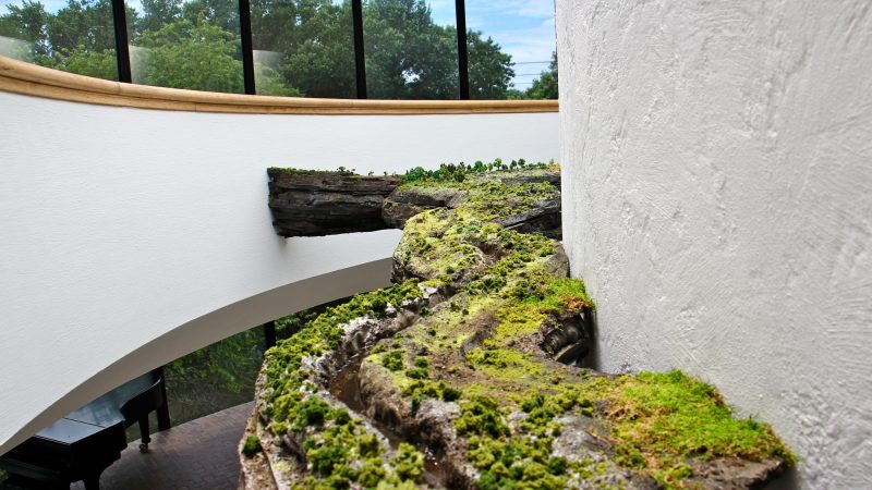 A miniature version of the Brandywine River winds around the spiral staircase in the three-story atrium of the Brandywine River Museum. The commissioned work, by Kathleen Vance, is part of 