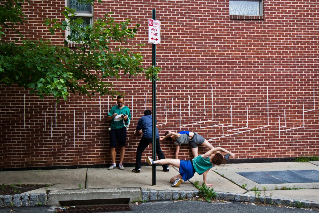 2018 6 6 k paynter pifa tape riot-2 Asphalt Piloten performs Tape Riot in Philadelphia as part of the Kimmel Center’s 2018 Philadelphia International Festival of the Arts. (Kimberly Paynter/WHYY)