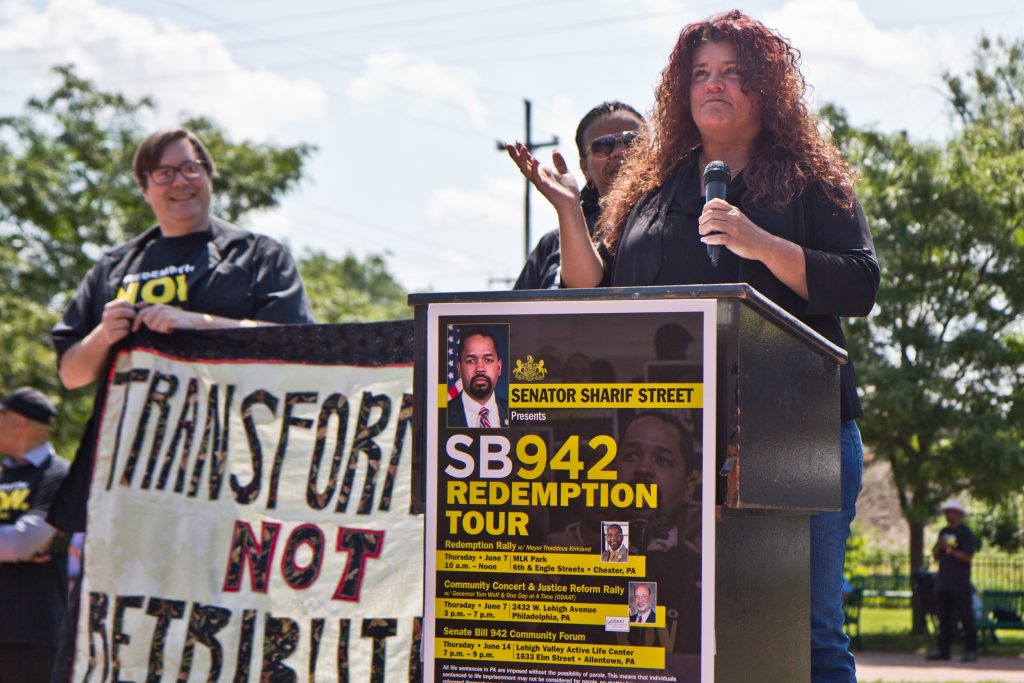 2018 6 7 k paynter sharif street-2 Elizabeth Geyer shares the story of her boyfriend, George Trudel, an inmate at Graterford with a life sentence. (Kimberly Paynter/WHYY)