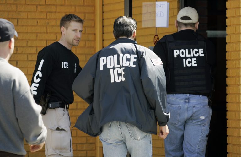 AP_080416018317-768×500 In this file photo, Immigration and Customs Enforcement agents enter a restaurant to remove evidence. (David Duprey/AP Photo)