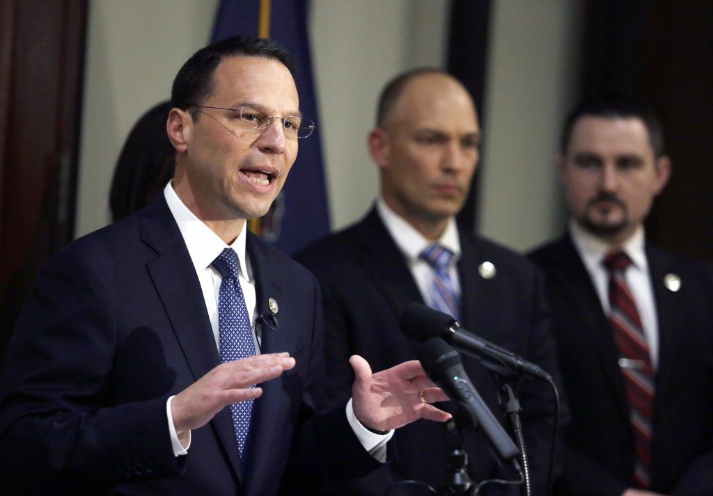 Josh Shapiro Pennsylvania Attorney General Josh Shapiro addresses a reporter's question a news conference Thursday May 10, 2018 in Philadelphia. Shapiro announced that Christann Shyvin Gainey, 30, a nurse, was charged Thursday, in the death of the father of H.R. McMaster, President Donald Trump's former national security adviser, after authorities said she failed to give him a series of neurological exams following his fall at a Philadelphia senior care facility. Gainey was charged with involuntary manslaughter, neglect and records tampering in the death of H.R. McMaster Sr. (AP Photo/Jacqueline Larma)