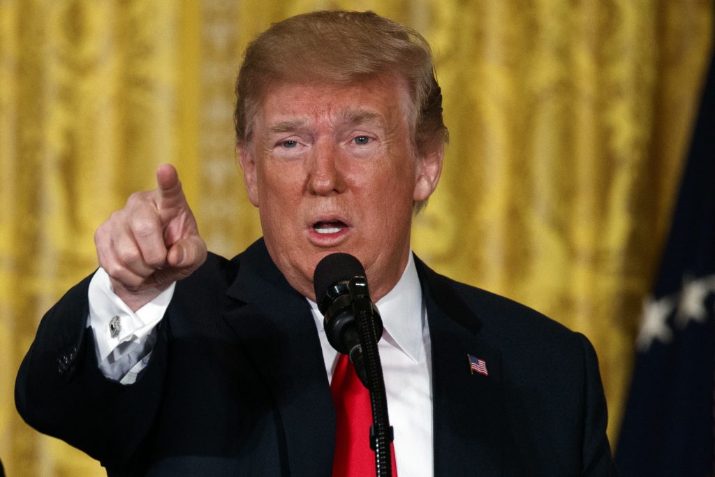 Donald Trump FILE - In this Monday, June 18, 2018, file photo President Donald Trump speaks during a meeting of the National Space Council in the East Room of the White House in Washington. Trump will be in Las Vegas on Saturday, June 23, 2018, to headline the Nevada Republican Party's annual convention and appear at a fundraiser with Nevada Republican Sen. Dean Heller, Nevada officials confirmed Monday, June 18. (AP Photo/Evan Vucci, File)