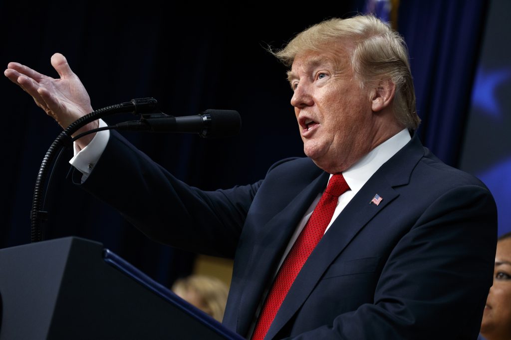 Donald Trump President Donald Trump speaks about immigration alongside family members affected by crime committed by undocumented immigrants, at the South Court Auditorium on the White House complex, Friday, June 22, 2018, in Washington. (Evan Vucci/AP Photo)