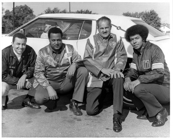 The founders of the Black American Racing Association (from left) Leonard Miller, Malcolm Durham, Wendell Scott and Ronald Hines. (Courtesy Leonard Miller)