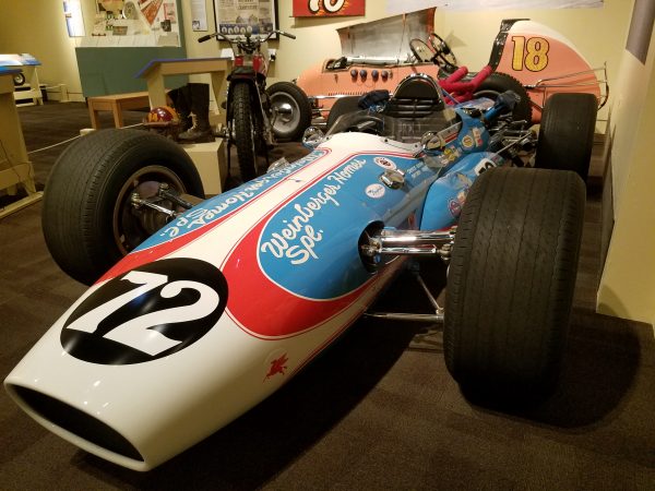 A Formula One car is on display at the Mercer Museum. (Peter Crimmins/WHYY)