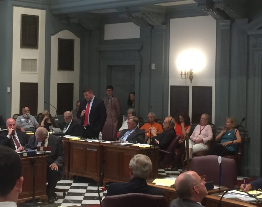 IMG_4344 Legislation to ban certain assault-style weapons in Delaware failed to win approval for a vote on the Senate floor Tuesday. (Zoë Read/WHYY)