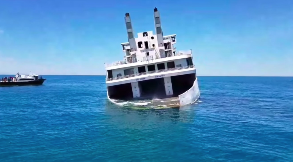 Screen Shot 2018-06-18 at 11.34.34 AM A screen-capture from a video posted on YouTube by Wildwood Video Archive of the MV Twin Capes sinking last Friday.