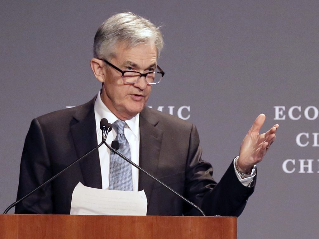 Federal Reserve Chairman Jerome Powell speaks before the Economic Club of Chicago on April 6. The central bank raised a key short-term rate by a quarter-point on Wednesday, the second increase this year. (Charles Rex Arbogast/AP)
