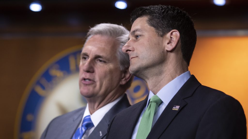 House Majority Leader Kevin McCarthy, R-Calif., and Speaker of the House Paul Ryan, R-Wis., confer during a news conference following a closed-door GOP meeting on immigration last week. House Majority Leader Kevin McCarthy, R-Calif., and Speaker of the House Paul Ryan, R-Wis., confer during a news conference following a closed-door GOP meeting on immigration last week. J. Scott Applewhite/AP