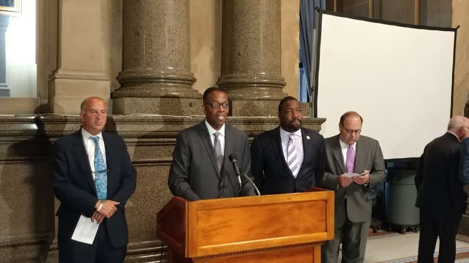 audit Philadelphia Council President Darrell Clarke and other City Council members discuss audit of Office of Property Assessment's methods. (Tom MacDonald, WHYY)