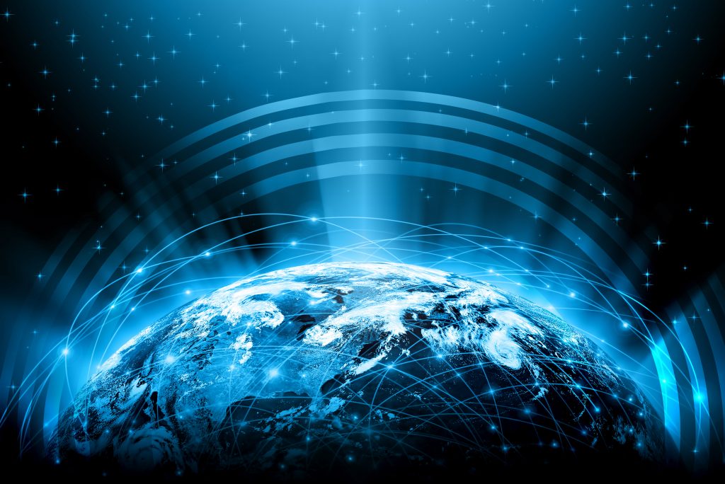 Best Internet Concept. Globe, glowing lines on technological bac internet