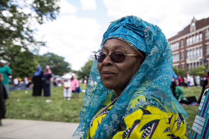 Hajjah Kinianiaya Sharrieff attended an Eid al-Fitr celebration, marking the end of Ramadan. (Kimberly Paynter/WHYY)