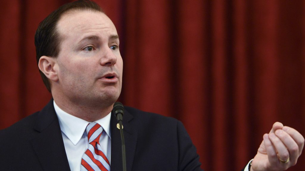 Sen. Mike Lee, R-Utah, speaks during an event on Capitol Hill in 2016. Lee is the only member of the Senate on Trump’s list. Sen. Mike Lee, R-Utah, speaks during an event on Capitol Hill in 2016. Lee is the only member of the Senate on Trump's list. (Leigh Vogel/Getty Images)