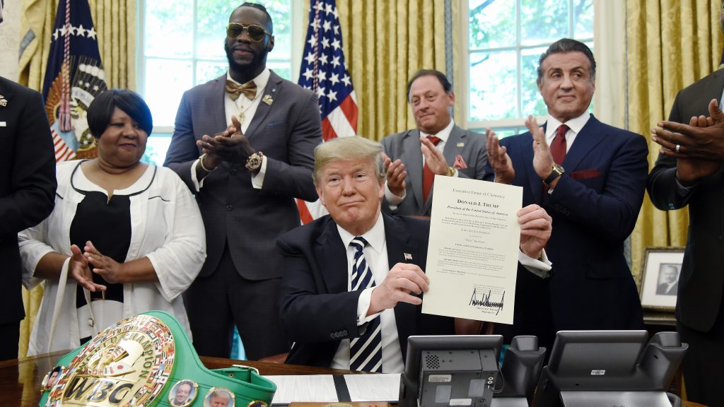 President Trump signs a posthumous pardon for boxer Jack Johnson on May 24. The White House has privately asked prisoner advocates in recent weeks for the names of more potential clemency candidates. President Trump signs a posthumous pardon for boxer Jack Johnson on May 24. The White House has privately asked prisoner advocates in recent weeks for the names of more potential clemency candidates. (Olivier Douliery-Pool/Getty Images)